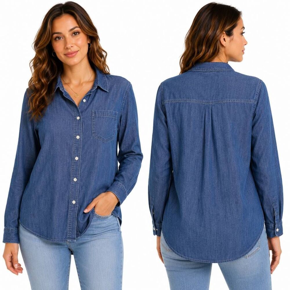 Maurices Chambray Denim Button Shirt Women’s M